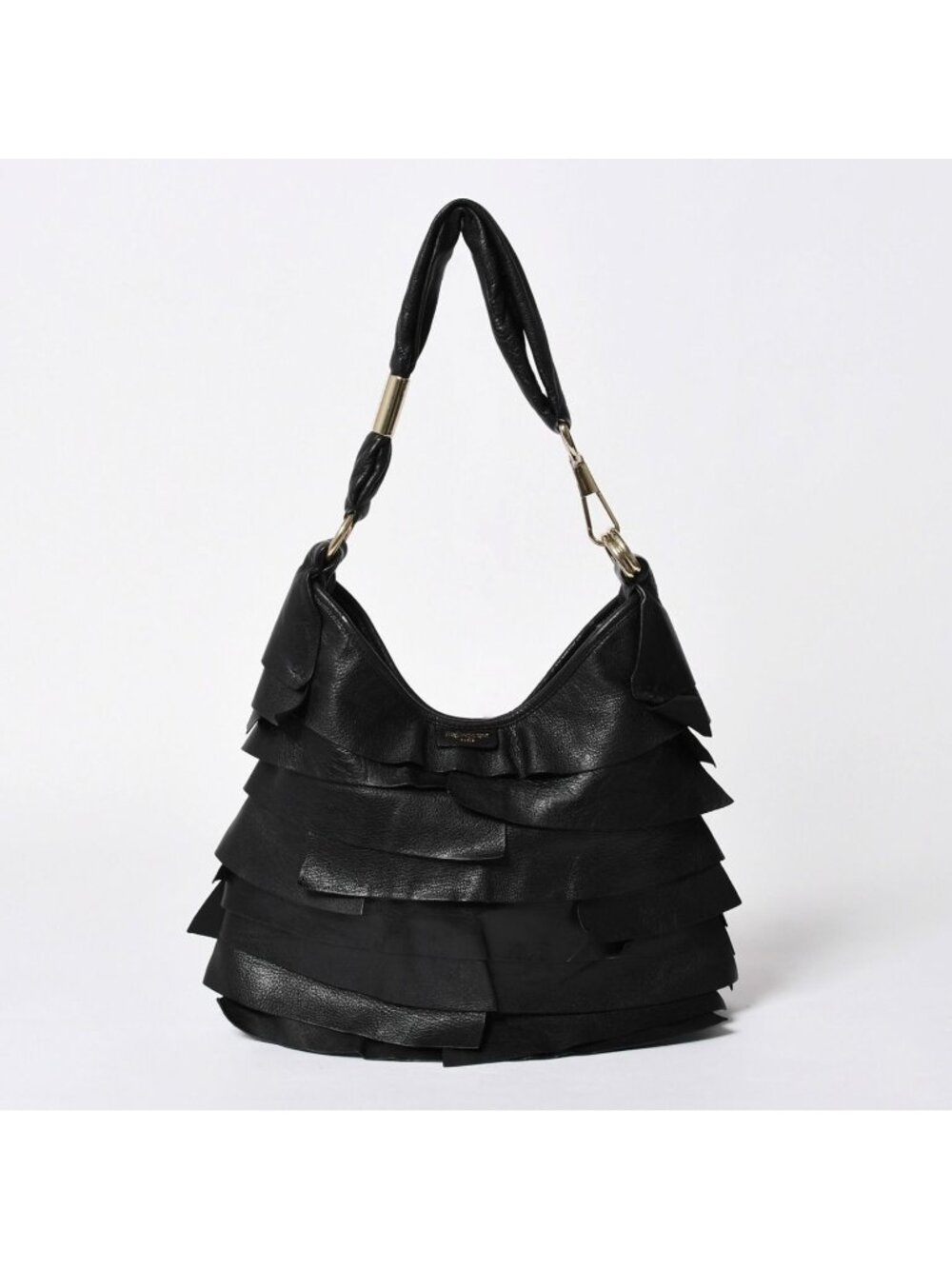 Saint Laurent Tropez Leather Bag Handbag Black Silver